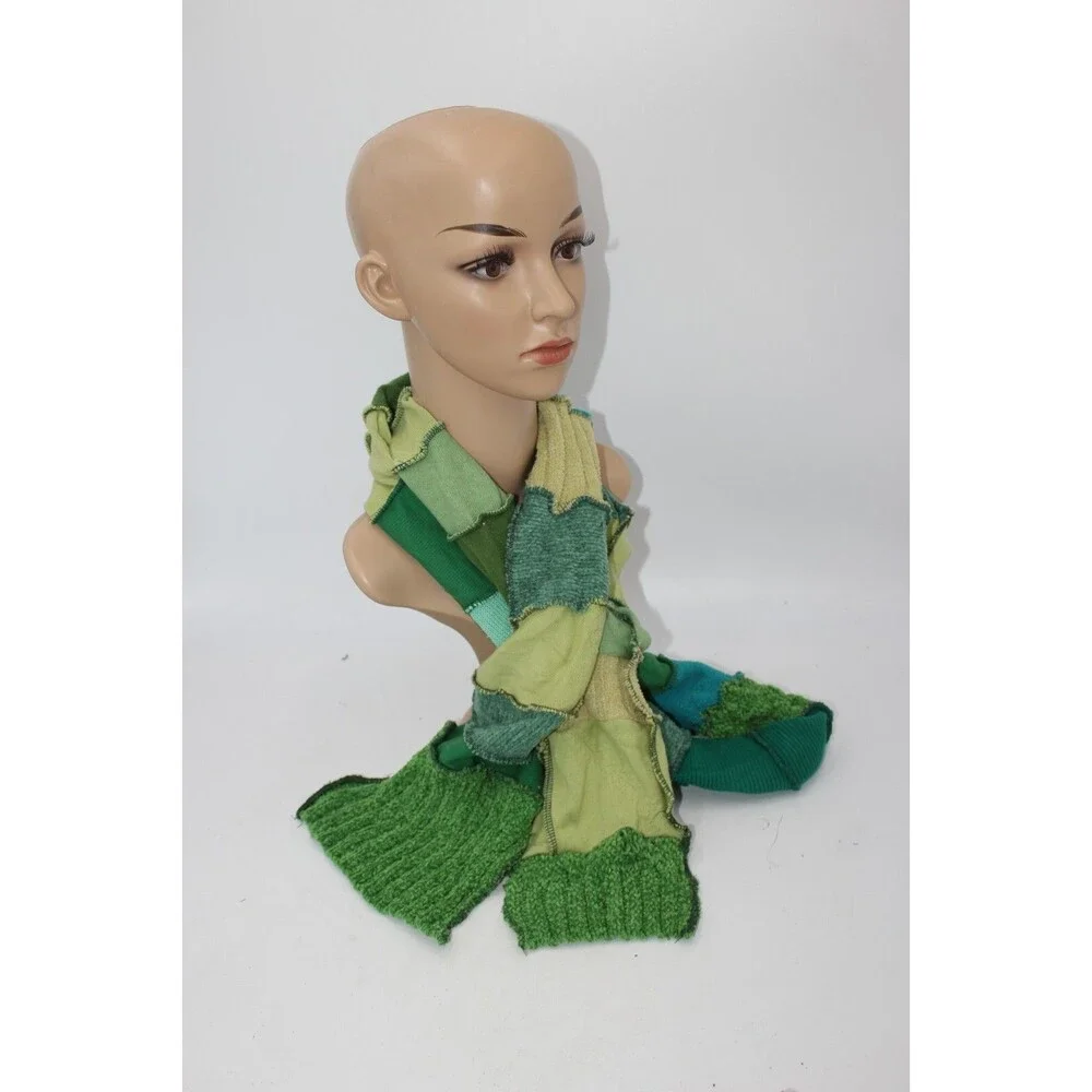 Scarf Upcycled Green Teal Sweaters Winter Scarf Soft Warm 8' Long Handmade